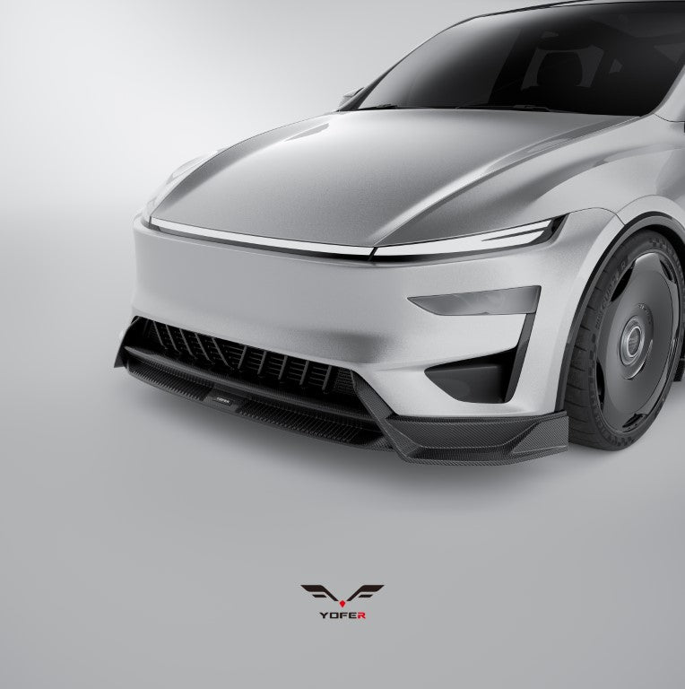 Tesla Model Y Juniper 2026-ON with Aftermarket Parts - Loong Flames Pro Front Lip PP Polypropylene from Yofer USA