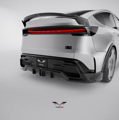 Tesla Model Y Juniper 2026-ON with Aftermarket Parts - Loong Flames Rear Diffuser PP Polypropylene from Yofer USA