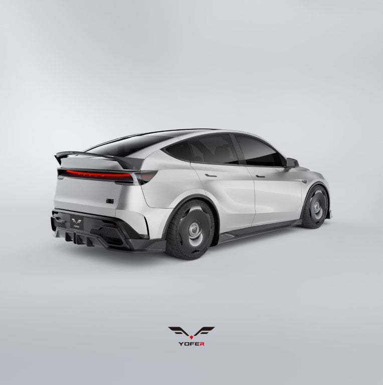 Tesla Model Y Juniper 2026-ON with Aftermarket Parts - Loong Flames Rear Lip Spoiler PP Polypropylene from Yofer USA