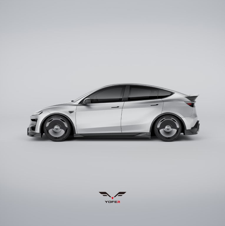 Tesla Model Y Juniper 2026-ON with Aftermarket Parts - Loong Flames Side Skirts PP Polypropylene from Yofer USA