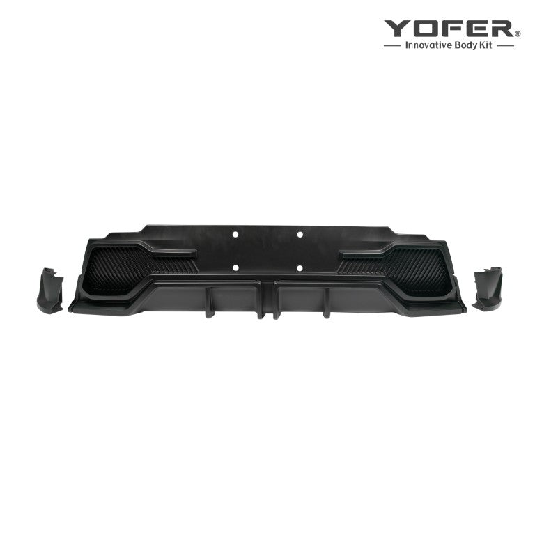 Tesla Model Y Juniper 2026-ON with Aftermarket Parts - Loong Flames Rear Diffuser PP Polypropylene from Yofer USA