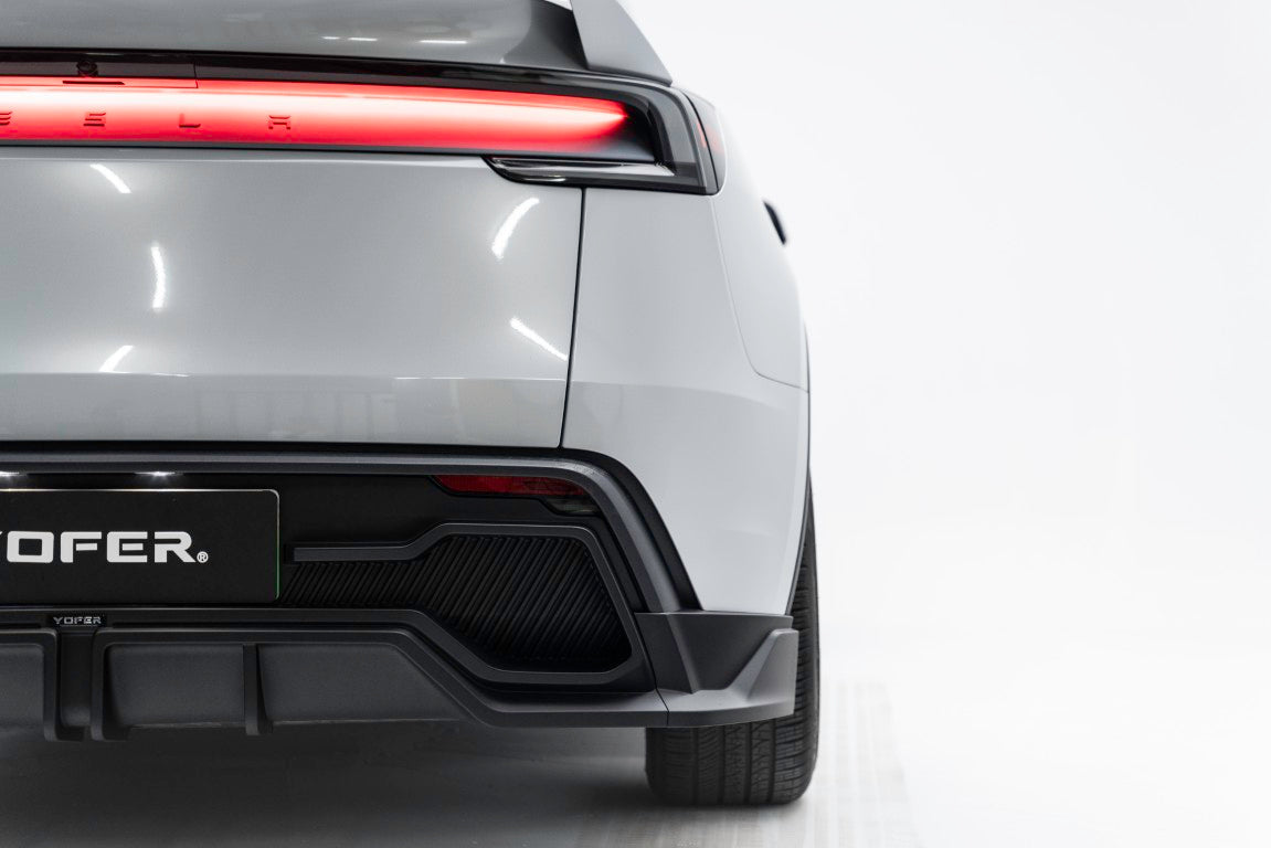 Tesla Model Y Juniper 2026-ON with Aftermarket Parts - Loong Flames Rear Diffuser PP Polypropylene from Yofer USA