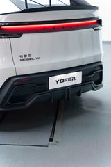 Tesla Model Y Juniper 2026-ON with Aftermarket Parts - Loong Flames Rear Diffuser PP Polypropylene from Yofer USA