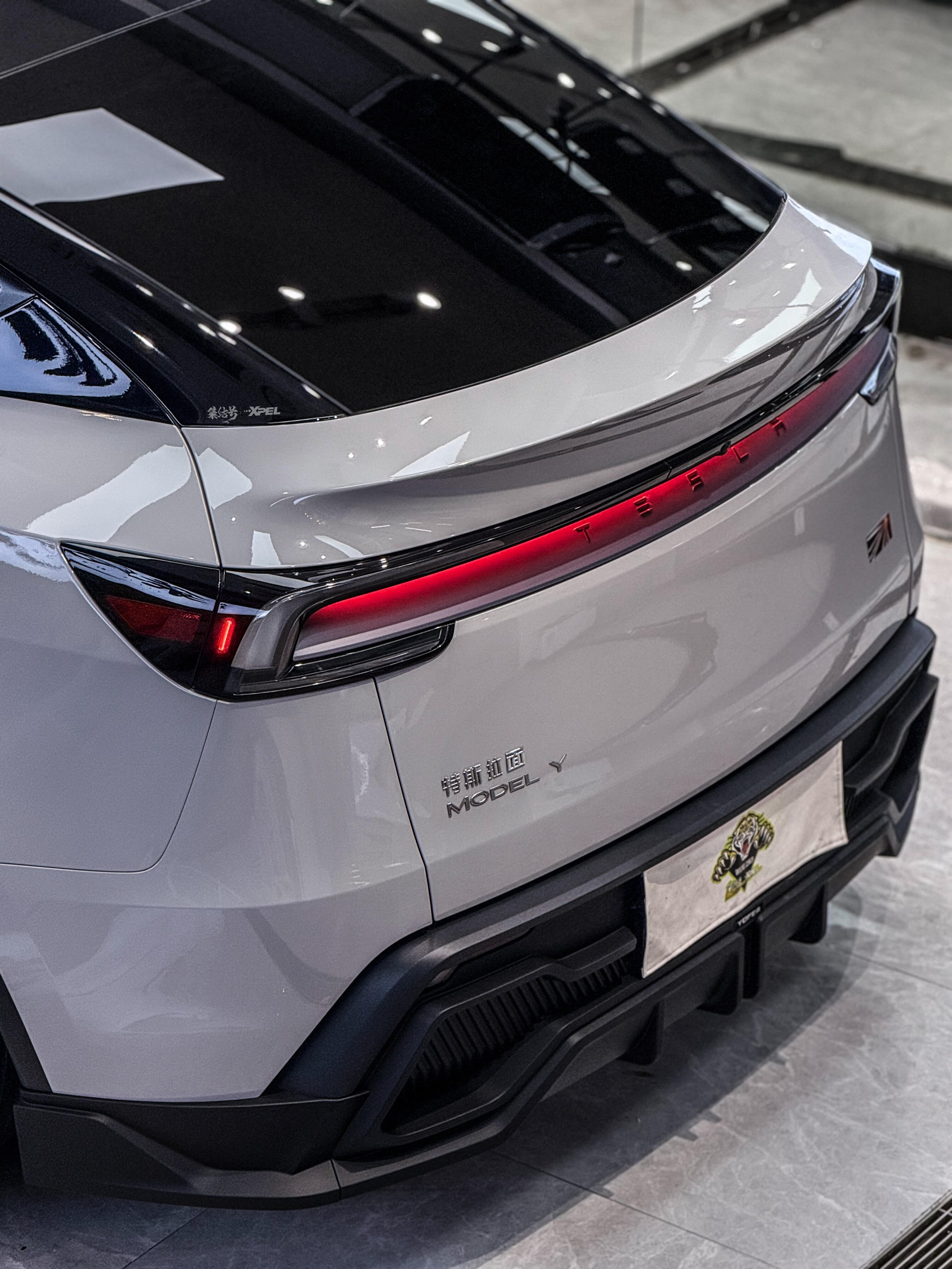 Tesla Model Y Juniper 2026-ON with Aftermarket Parts - Loong Flames Rear Diffuser PP Polypropylene from Yofer USA