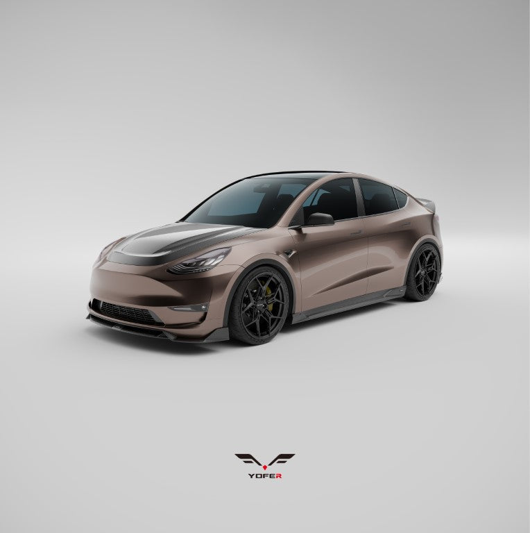 Tesla Model Y / Performance 2021 2022 2023 2024 with Aftermarket Parts - Loong Flames Pro Style Front Lip PP from Yofer USA