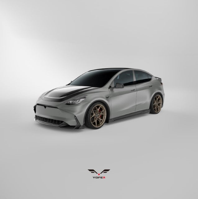 Tesla Model Y / Performance 2021-ON with Aftermarket Parts - Loong Flames Max Front Bumper PP from Yofer USA