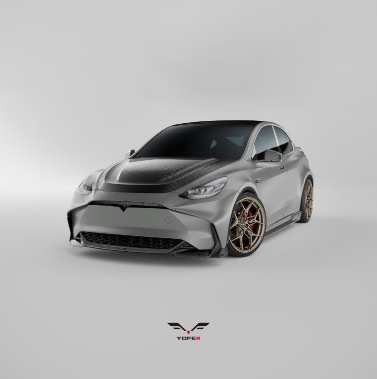 Tesla Model Y / Performance 2021-ON with Aftermarket Parts - Loong Flames Max Front Bumper PP from Yofer USA