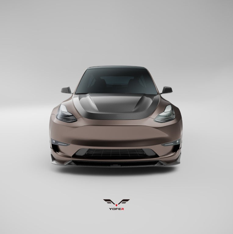 Tesla Model Y / Performance 2021 2022 2023 2024 with Aftermarket Parts - Loong Flames Pro Style Front Lip PP from Yofer USA