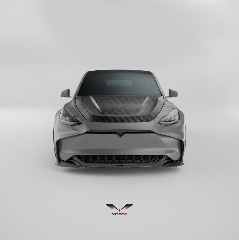 Tesla Model Y / Performance 2021-ON with Aftermarket Parts - Loong Flames Max Front Bumper PP from Yofer USA