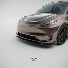 Tesla Model Y / Performance 2021 2022 2023 2024 with Aftermarket Parts - Loong Flames Pro Style Front Lip PP from Yofer USA