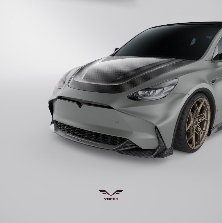 Tesla Model Y / Performance 2021-ON with Aftermarket Parts - Loong Flames Max Front Bumper PP from Yofer USA