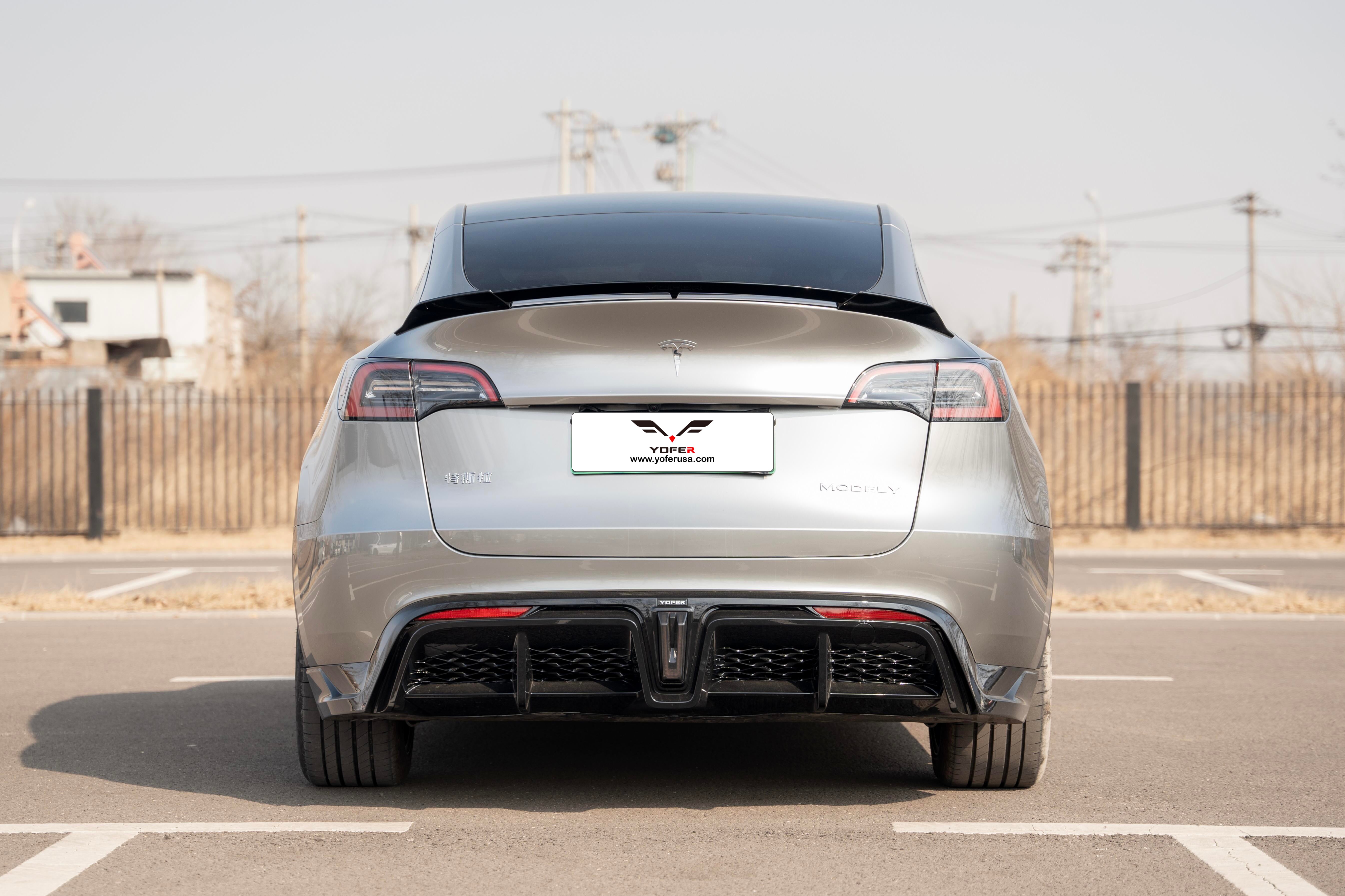 Tesla Model Y / Performance 2021 2022 2023 2024 with Aftermarket Parts - V2 Rear Lip Spoiler PP from Yofer USA