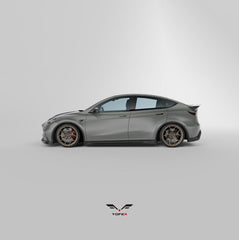 Tesla Model Y / Performance 2021 2022 2023 2024 with Aftermarket Parts - Loong Flames Style Rear Spoiler Wing Carbon Fiber from Yofer USA