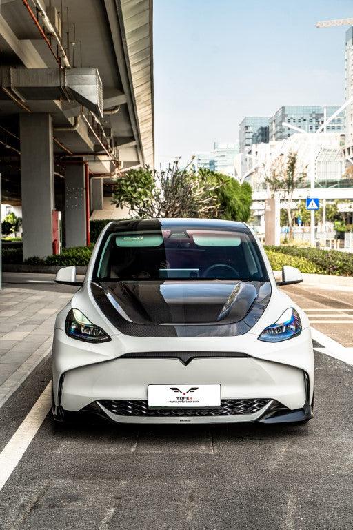 Tesla Model Y / Performance 2021-ON with Aftermarket Parts - Loong Flames Max Front Bumper PP from Yofer USA