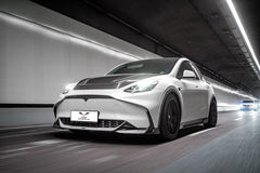 Tesla Model Y / Performance 2021-ON with Aftermarket Parts - Loong Flames Style Pre-preg Carbon Fiber Hood Bonnet from  Yofer USA