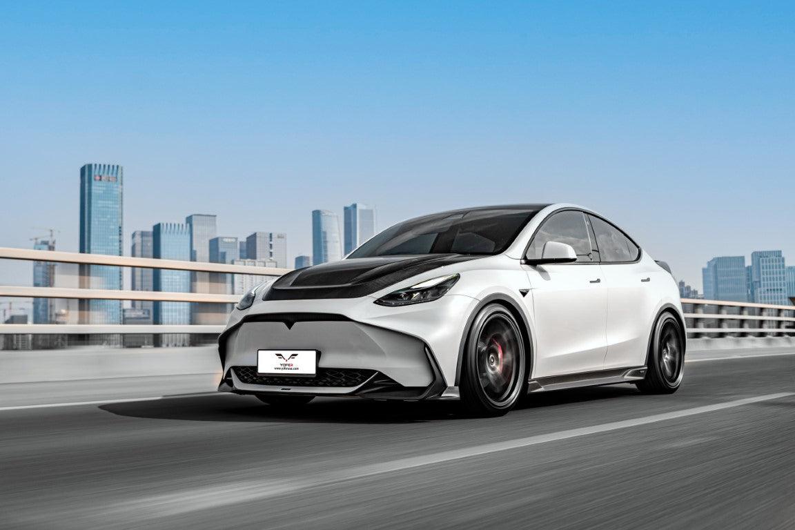 Tesla Model Y / Performance 2021-ON with Aftermarket Parts - Loong Flames Max Side Skirts PP from Yofer USA