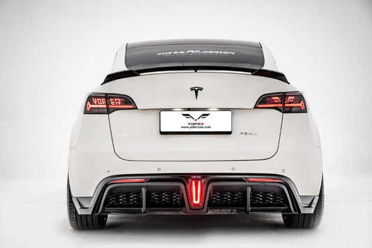 Tesla Model Y / Performance 2021-ON with Aftermarket Parts - Loong Flames Max Rear Diffuser PP from Yofer USA