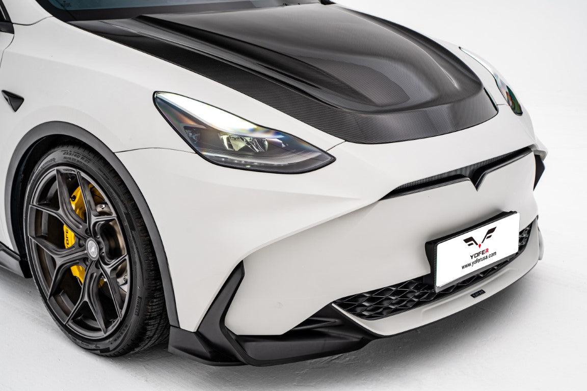 Tesla Model Y / Performance 2021-ON with Aftermarket Parts - Loong Flames Max Front Bumper PP from Yofer USA