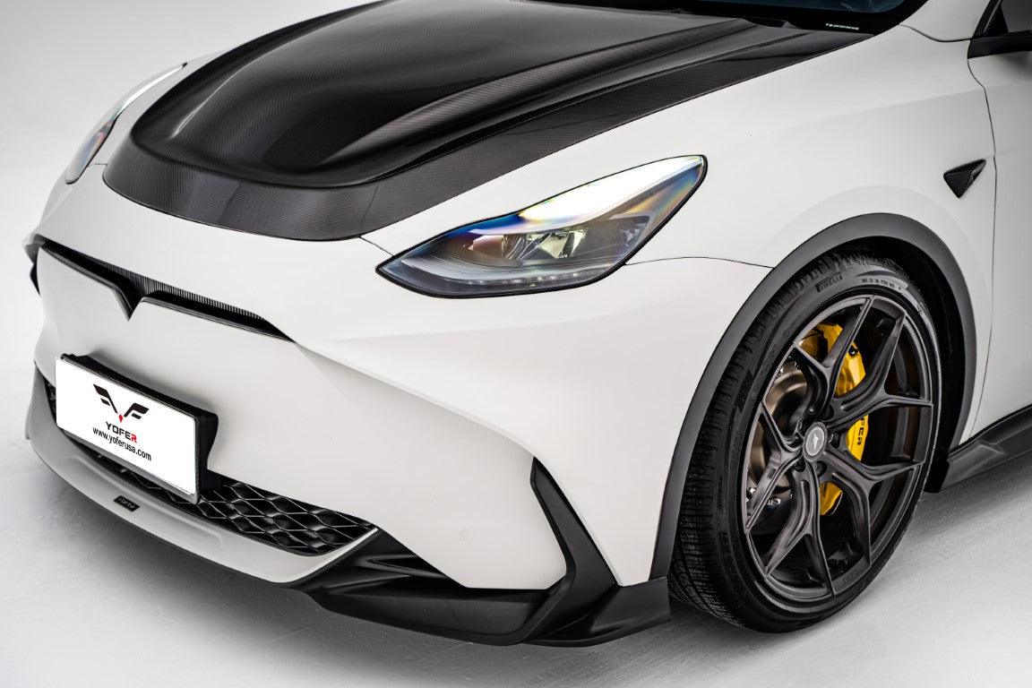 Tesla Model Y / Performance 2021-ON with Aftermarket Parts - Loong Flames Max Front Bumper PP from Yofer USA