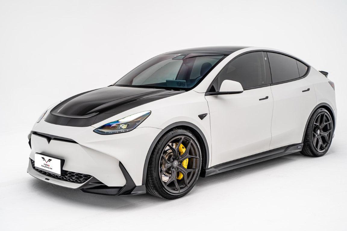 Tesla Model Y / Performance 2021-ON with Aftermarket Parts - Loong Flames Max Side Skirts PP from Yofer USA