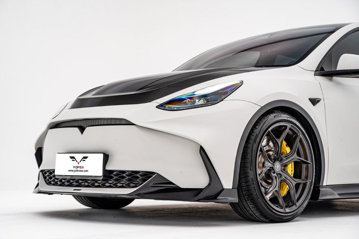 Tesla Model Y / Performance 2021-ON with Aftermarket Parts - Loong Flames Max Front Bumper PP from Yofer USA