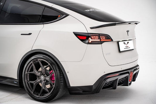 Tesla Model Y / Performance 2021-ON with Aftermarket Parts - Loong Flames Max Rear Diffuser PP from Yofer USA