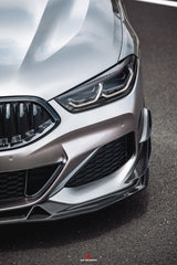 BMW 8 Series M850i 840i (With M-Package Bumper) G14 G15 G16 2018 2019 2020 2021 2022 2023 2024 with Aftermarket Parts - AE Style?Front Canards Carbon Fiber from?ArmorExtend 