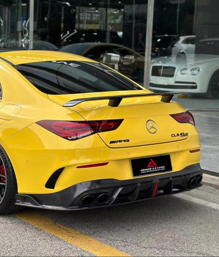 Mercedes Benz CLA45 CLA45S C118 2020 2021 2022 2023 2024 & CLA35 C118 2020 2021 2022 2023 2024 & CLA250 (With Sport Package Bumper) C118 2020 2021 2022 2023 2024 with Aftermarket Parts - AE Rear Diffuser?Carbon Fiber?from ?ArmorExtend