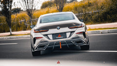 BMW 8 Series M850i 840i (With M-Package Bumper) G14 G15 G16 2018 2019 2020 2021 2022 2023 2024 with Aftermarket Parts - AE Rear Diffuser & Canards?Carbon Fiber from?ArmorExtend