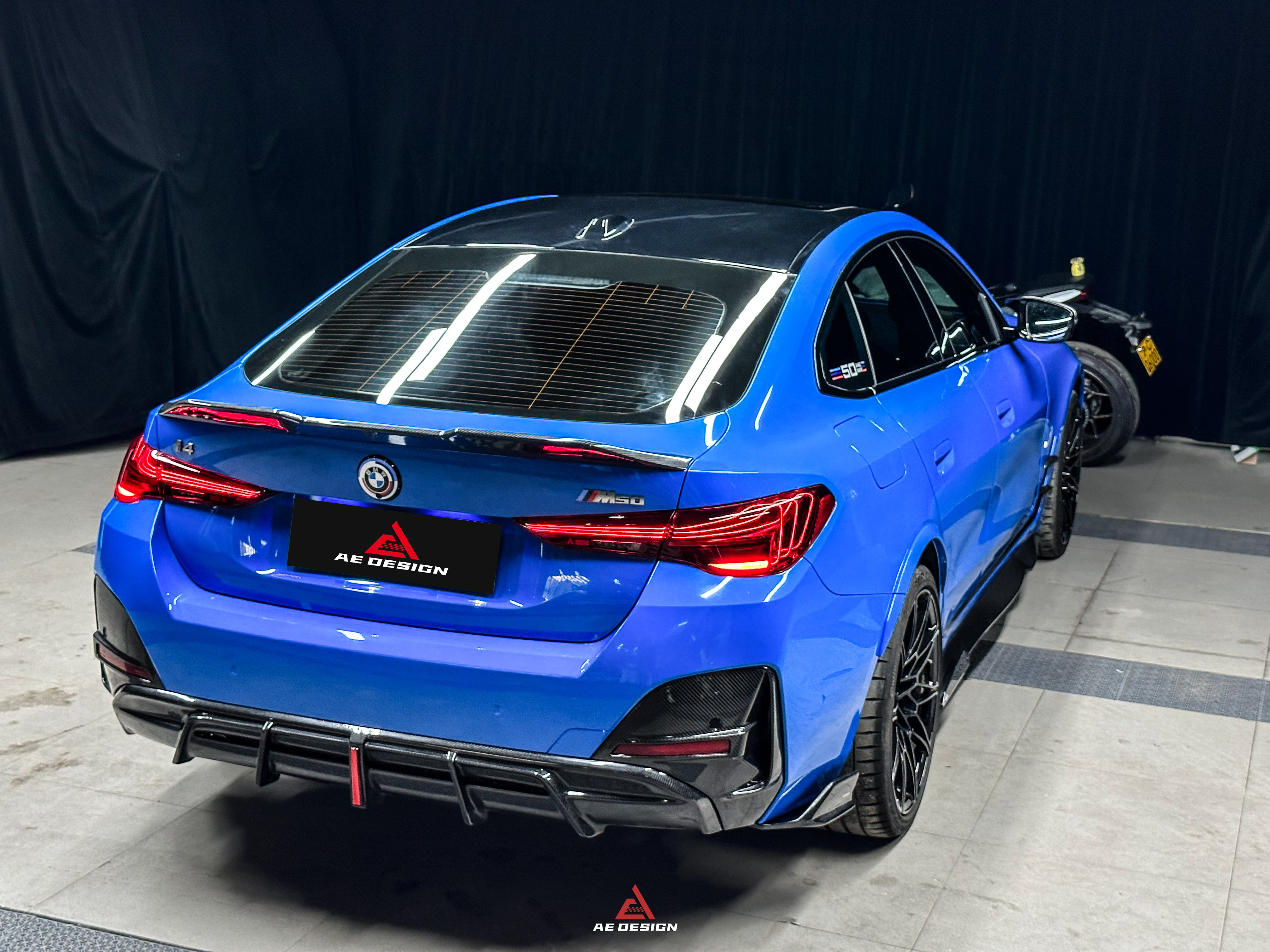 BMW I4 M50 / e Drive 40 G26 2022-ON & 4 Series Gran Coupe M440i 430i  G26 2022-ON (with M-package bumper, does not fit base model) with Aftermarket Parts - AE Style Rear Diffuser & Canards Carbon Fiber from ArmorExtend