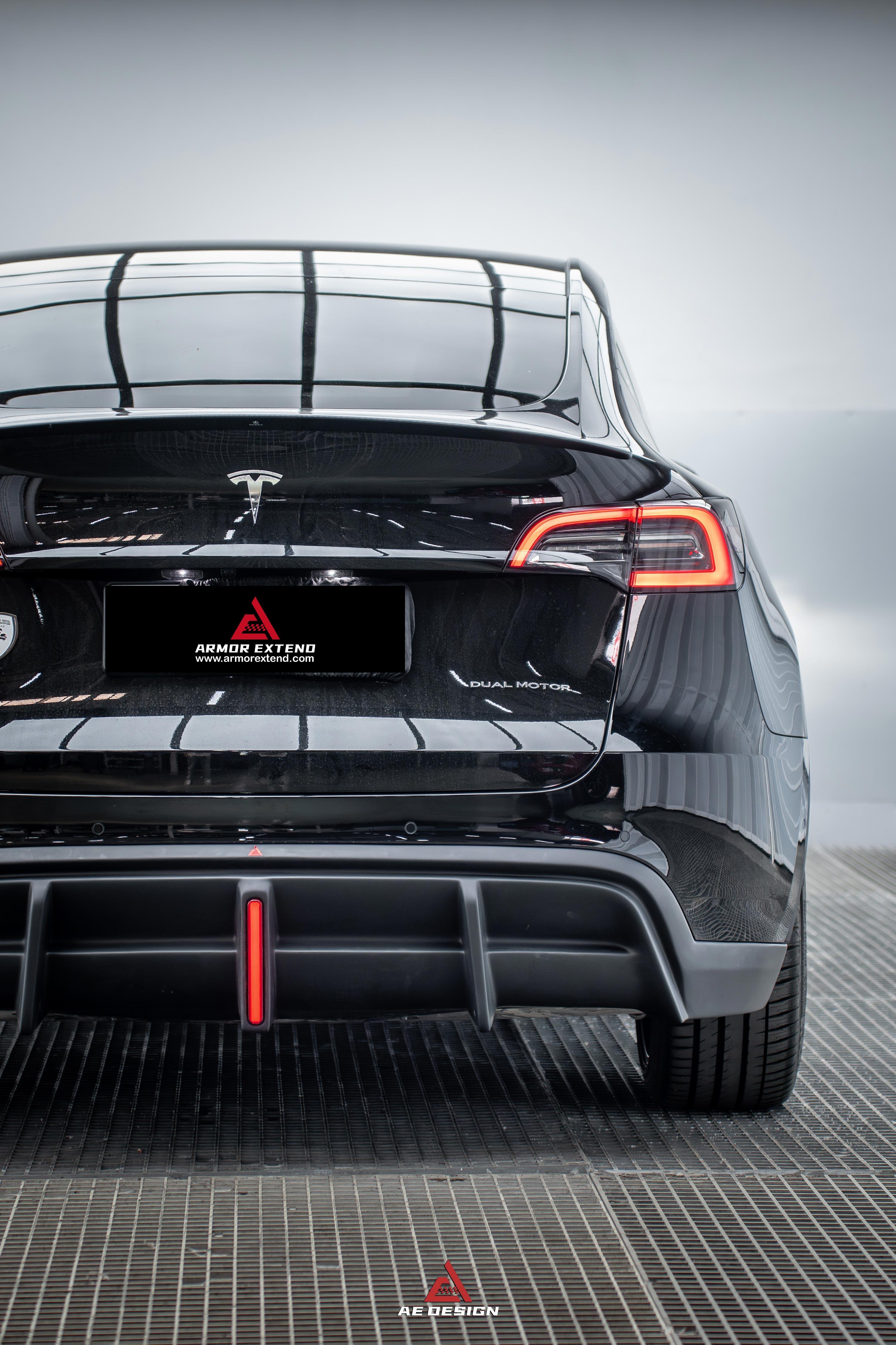 Tesla Model Y 2021 2022 2023 2024 with Aftermarket Parts - Plustic Style?Rear Diffuser ABS from ?ArmorExtend