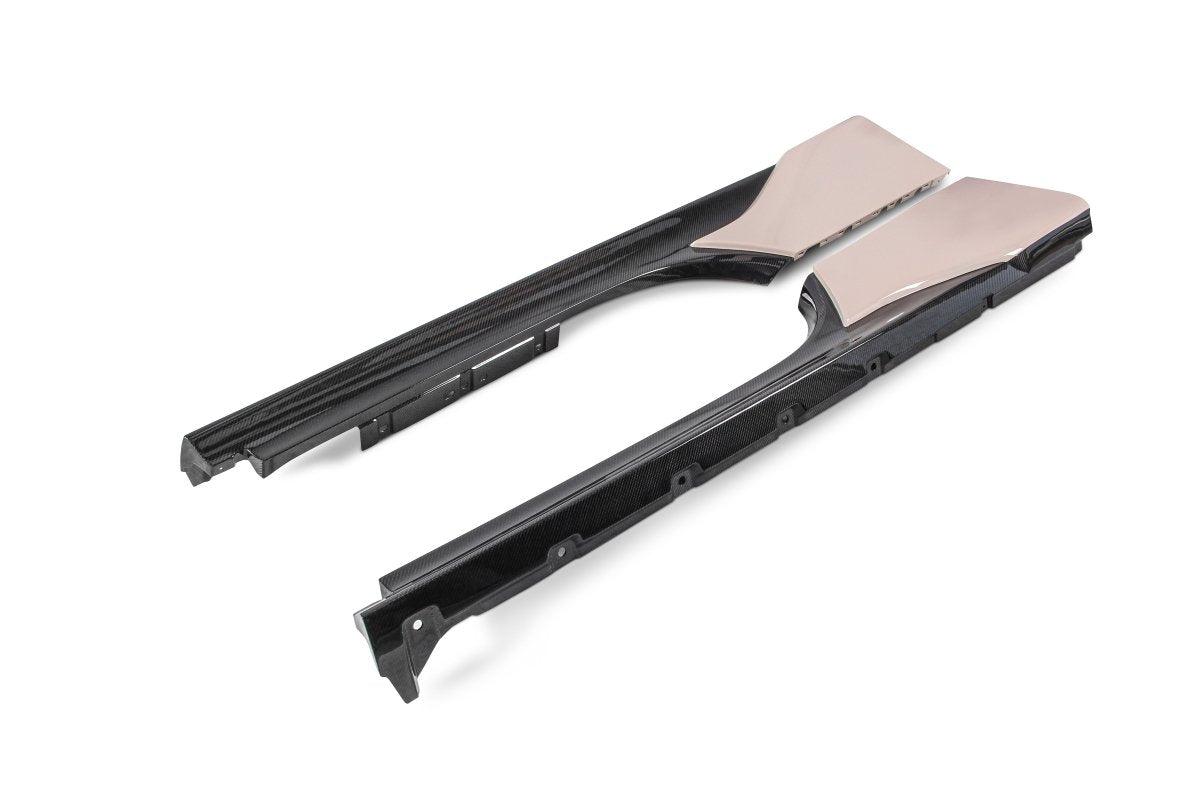 Ferrari SF90 Stradale & Spider 2021 2022 2023 2024 2025 with Aftermarket Parts - OEM 1:1 Style Side Skirts Pre-preg Carbon Fiber from Aero Republic