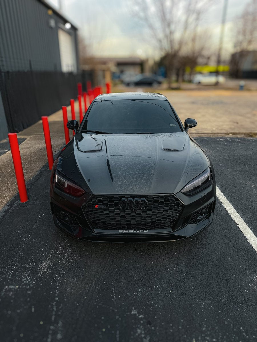 Audi RS5 S5 A5 B9 B9.5 2017 2018 2019 2020 2021 2022 2023 2024 with Aftermarket Parts - AE Style Hood Bonnet Carbon Fiber from?ArmorExtend