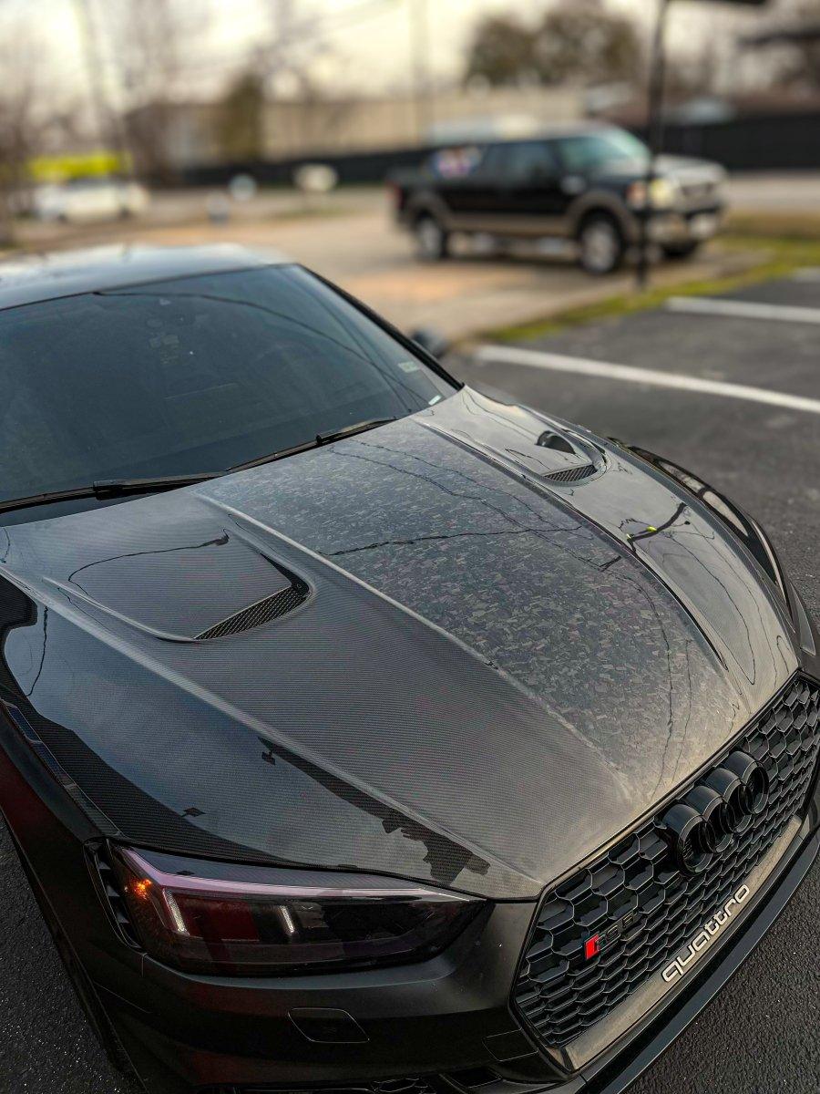 Audi RS5 S5 A5 B9 B9.5 2017 2018 2019 2020 2021 2022 2023 2024 with Aftermarket Parts - AE Style Hood Bonnet Carbon Fiber from?ArmorExtend