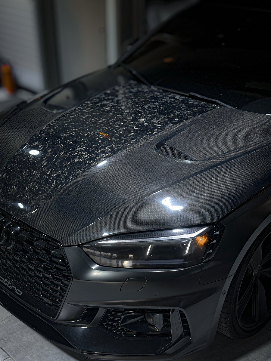 Audi RS5 S5 A5 B9 B9.5 2017 2018 2019 2020 2021 2022 2023 2024 with Aftermarket Parts - AE Style Hood Bonnet Carbon Fiber from?ArmorExtend