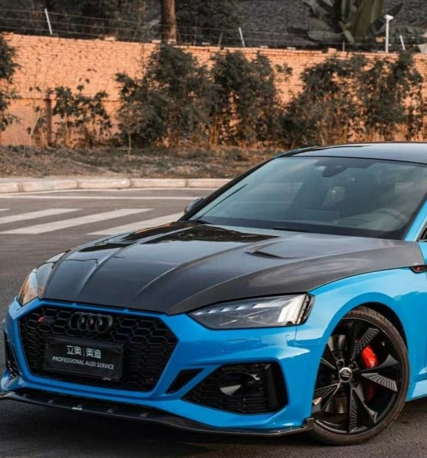 Audi RS5 S5 A5 B9 B9.5 2017 2018 2019 2020 2021 2022 2023 2024 with Aftermarket Parts - AE Style Hood Bonnet Carbon Fiber from?ArmorExtend