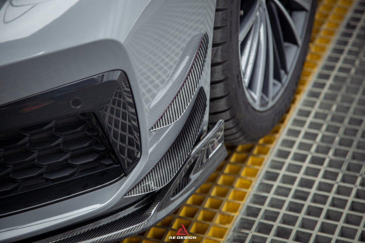 BMW 5 Series M550i 540i (With M-Package Bumper) G30 G31 LCI 2021 2022 2023 2024 with Aftermarket Parts - AE Style Front Canards Carbon Fiber from ArmorExtend