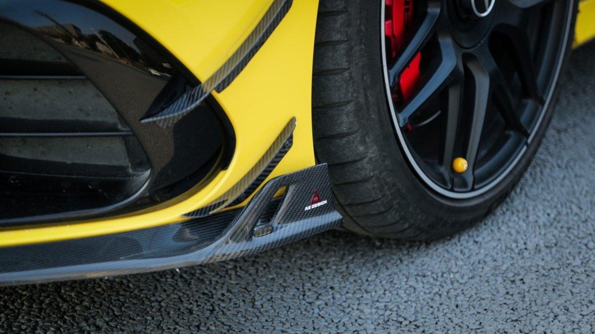 Mercedes Benz CLA45S C118 2020 2021 2022 2023 2024 with Aftermarket Parts - AE Style Front Canards?Carbon Fiber?from ArmorExtend
