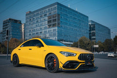 Mercedes Benz CLA45S C118 2020 2021 2022 2023 2024 with Aftermarket Parts - AE Style Front Canards?Carbon Fiber?from ArmorExtend
