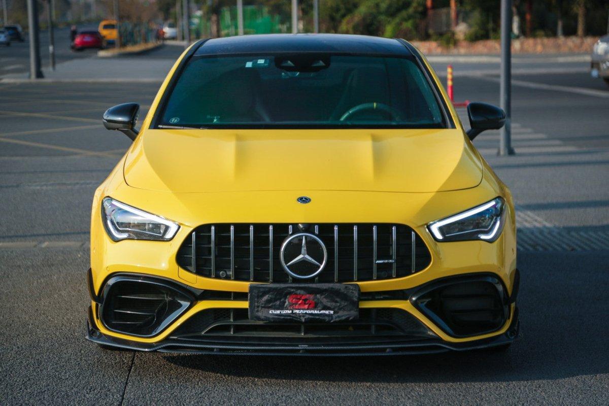 Mercedes Benz CLA45S C118 2020 2021 2022 2023 2024 with Aftermarket Parts - AE Style Front Canards?Carbon Fiber?from ArmorExtend
