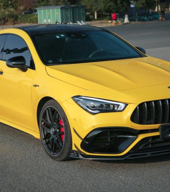 Mercedes Benz CLA45S C118 2020 2021 2022 2023 2024 with Aftermarket Parts - AE Style Front Canards?Carbon Fiber?from ArmorExtend
