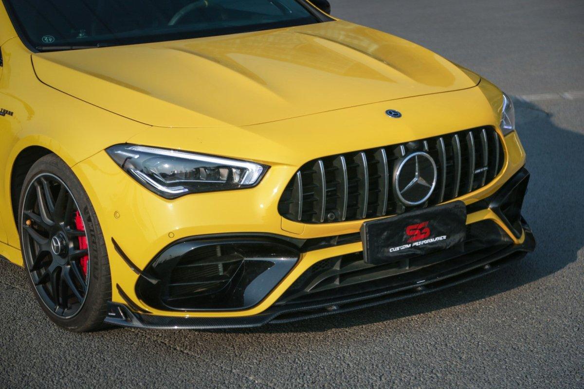 Mercedes Benz CLA45S C118 2020 2021 2022 2023 2024 with Aftermarket Parts - AE Style Front Canards?Carbon Fiber?from ArmorExtend
