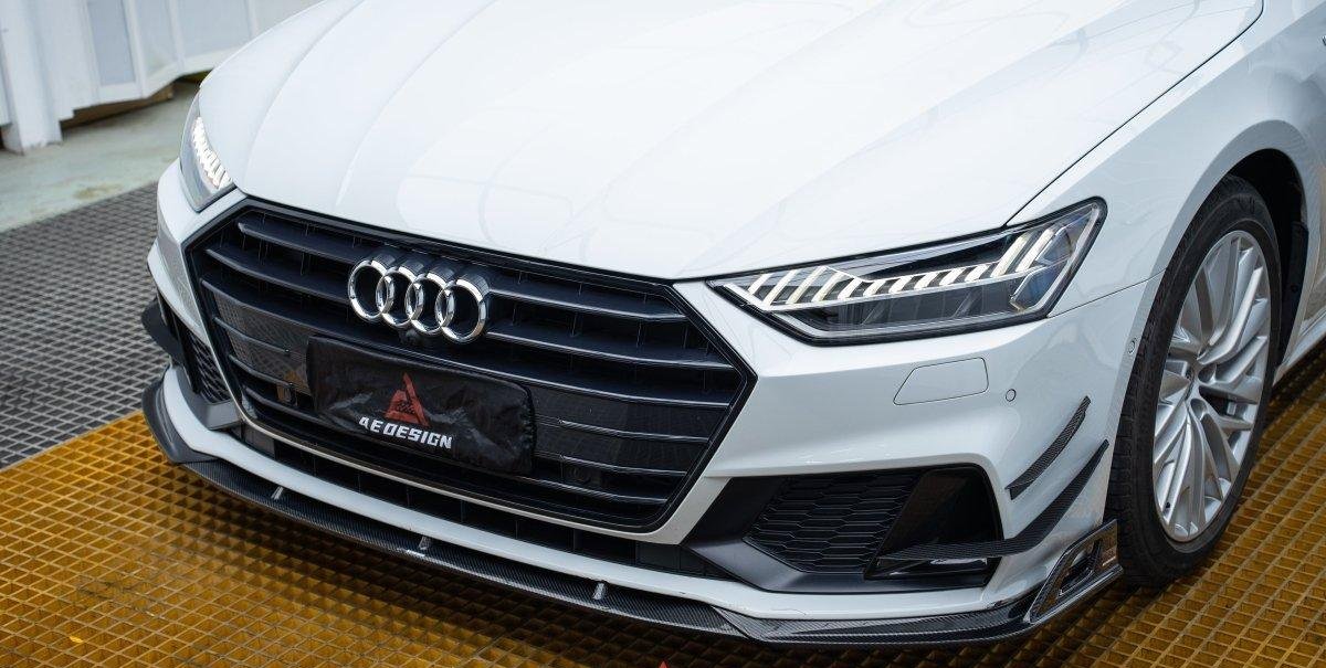 Audi S7 A7 (with s-line bumper) C8 2019 2020 2021 2022 2023 2024 with Aftermarket Parts - AE Front Canards Carbon Fiber from ArmorExtend