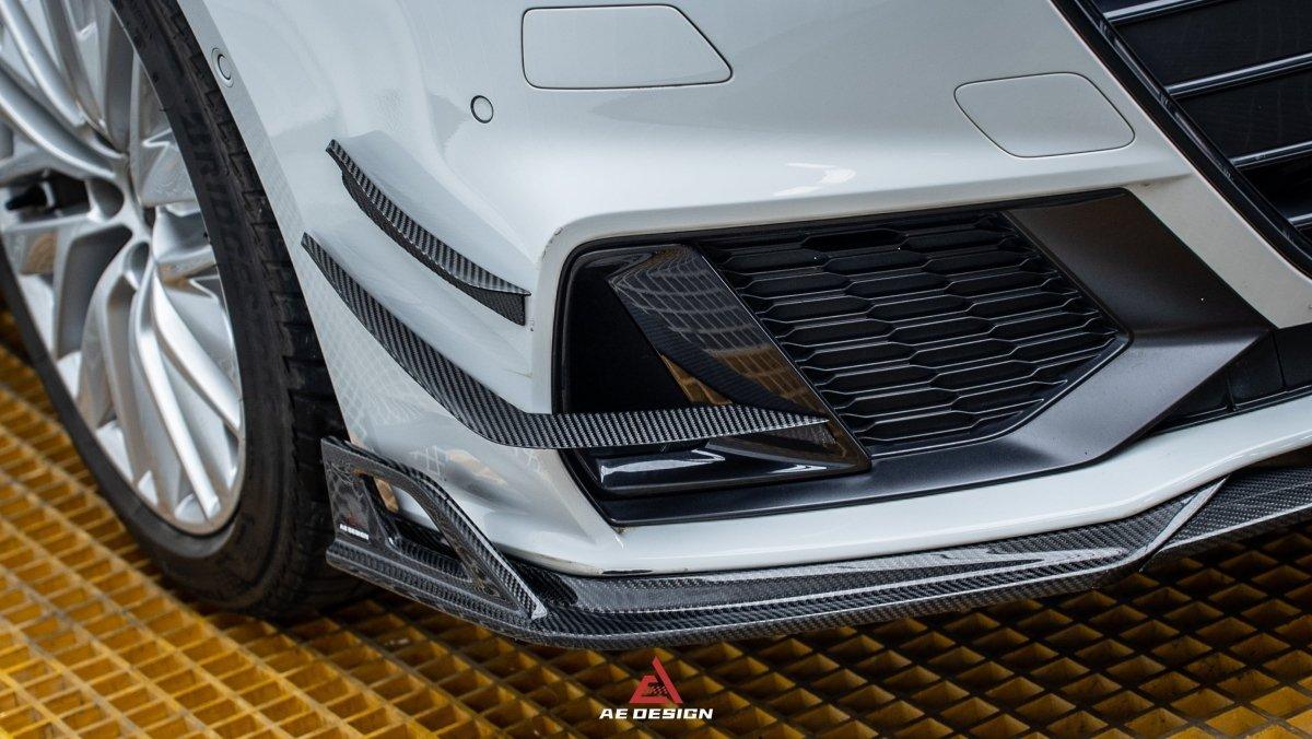 Audi S7 A7 (with s-line bumper) C8 2019 2020 2021 2022 2023 2024 with Aftermarket Parts - AE Front Canards Carbon Fiber from ArmorExtend