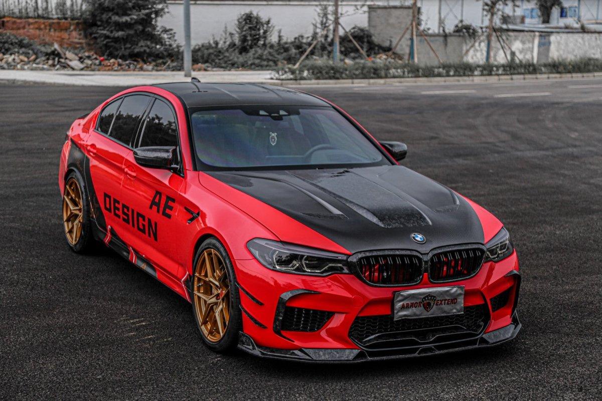 BMW M5/M5C F90 Pre-LCI 2018 2019 2020 & M5/M5C F90 LCI 2021 2022 2023 2024 with Aftermarket Parts - AE?Front Canards?Carbon Fiber?from ArmorExtend