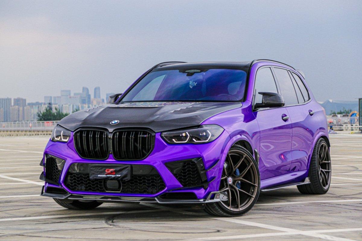 BMW X5M X5MC F95 Pre-LCI 2020 2021 2022 2023 with Aftermarket Parts - AE Style Front Canards Carbon Fiber from?ArmorExtend