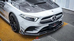 Mercedes Benz A-Class A220 (with sport-package bumper) Pre-facelift / A35 / A35L W177 2019 2020 2021 2022 2023 2024 with Aftermarket Parts - AE Front Canards Carbon Fiber from ArmorExtend
