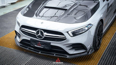 Mercedes Benz A-Class A220 (with sport-package bumper) Pre-facelift / A35 / A35L W177 2019 2020 2021 2022 2023 2024 with Aftermarket Parts - AE Front Canards Carbon Fiber from ArmorExtend