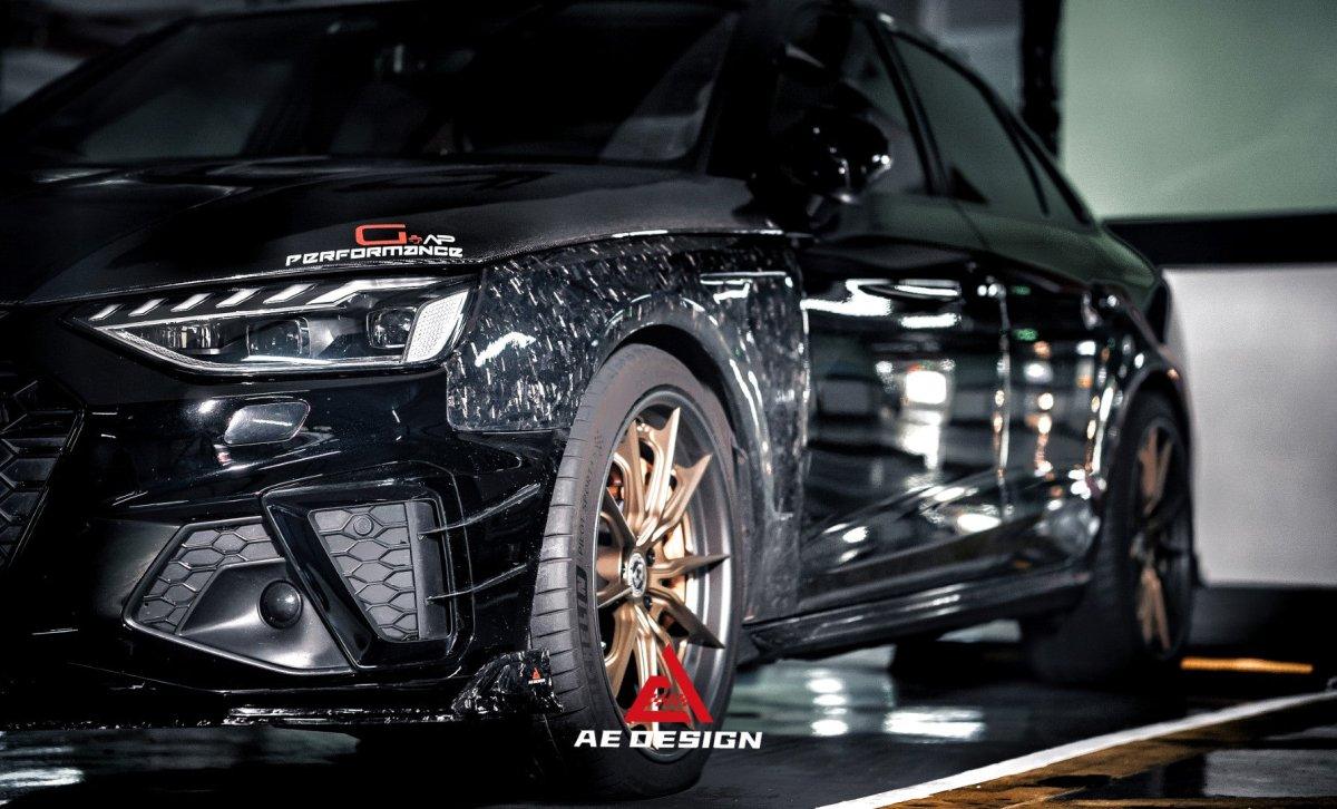 Audi S4 / A4 B9.5 2020 2021 2022 2023 2024 with Aftermarket Parts - AE Style Front Fenders Carbon Fiber?from ArmorExtend