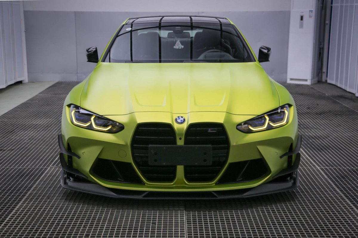 BMW M3 G80 G81 2021 2022 2023 2024 & M4 G82 G83 2021 2022 2023 2024 with Aftermarket Parts - AE V1 Style Front Lip Carbon Fiber from ArmorExtend